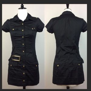 Marciano by Guess Black Button Down Shirt Dress